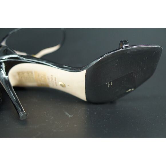 Stuart Weitzman Nudistcurve 100 Black Patent Ankle Strappy Sandals Size 7 $475 - Picture 5 of 10